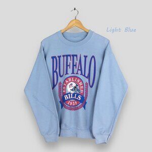 Vintage Buffalo Bills NFL Blue Sweatshirt Buffalo Bills Printed Logo Crewneck